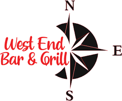 West End Bar & Grill logo: a compass rose with the name across it